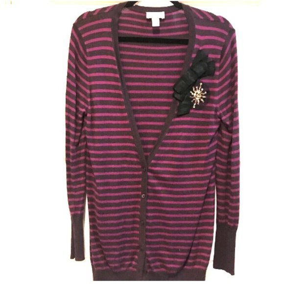 Anne Taylor Loft striped cardigan sweater size XL - Picture 1 of 5
